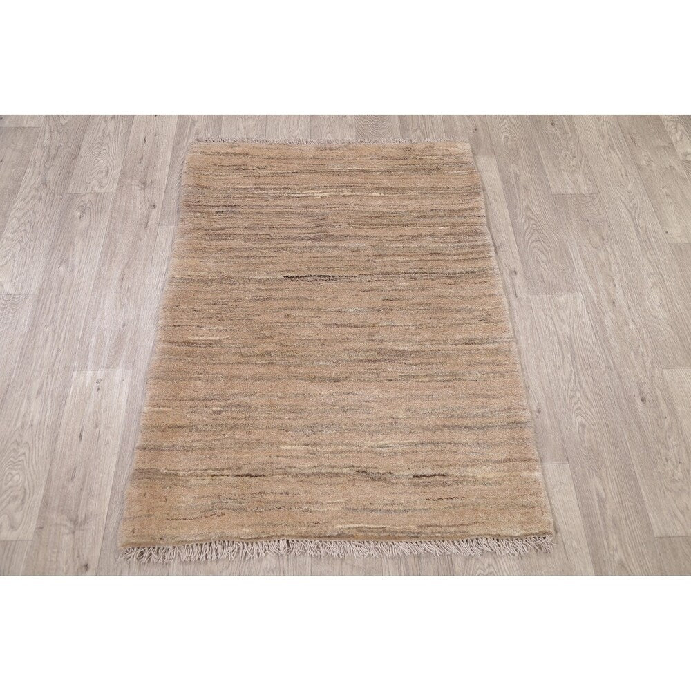 Gabbeh Zollanvari Contemporary Solid Striped Handmade Persian Area Rug - 3'11" x 2'11"