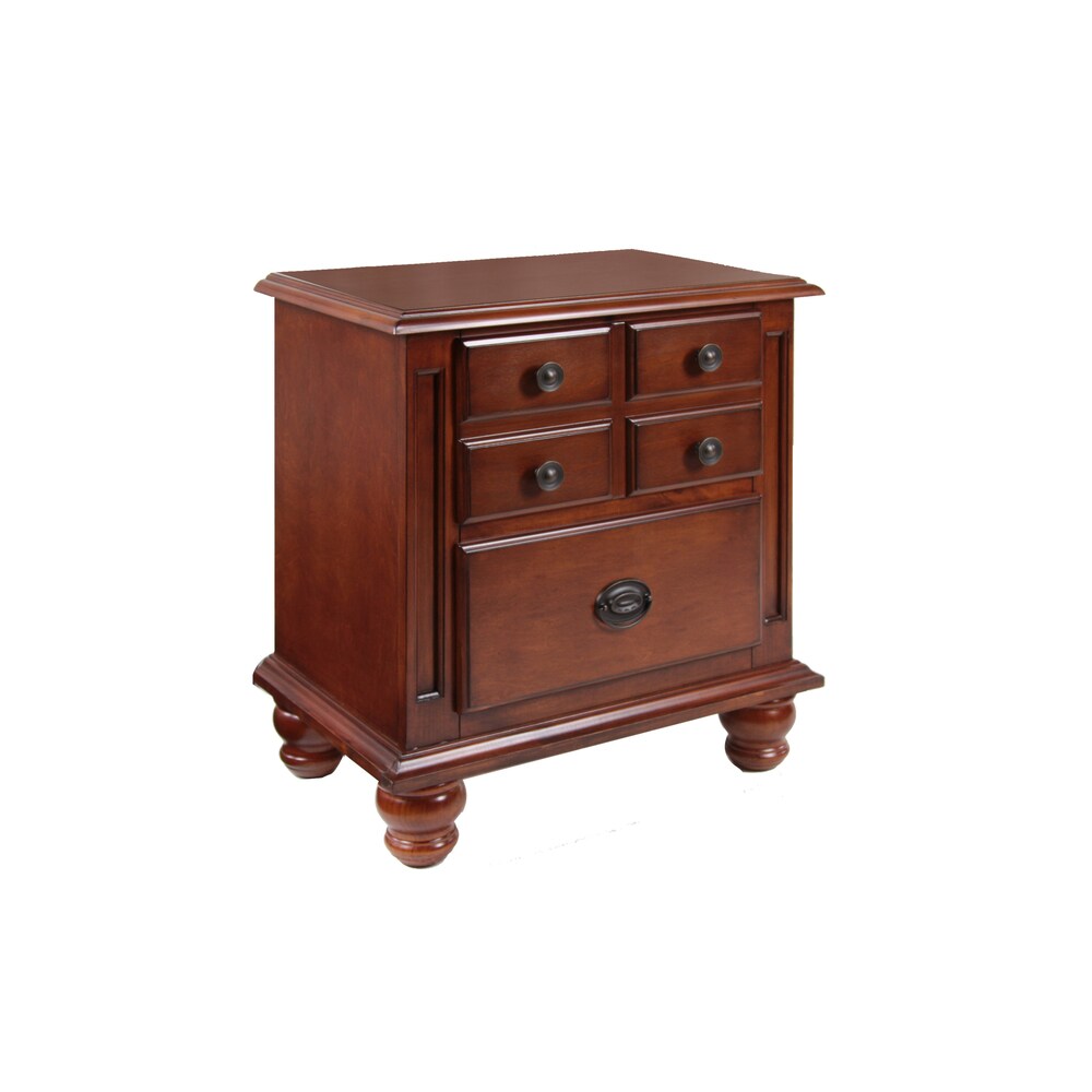 Furniture of America Gabrielle Dark Cherry Solid Wood Nightstand - Dark Cherry
