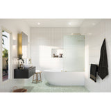 Gaia 30 in. x 58.25 in. Single Fixed Frameless Fluted Frosted Bath Panel Shower Tub Door