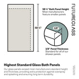 Gaia 30 in. x 58.25 in. Single Fixed Frameless Fluted Frosted Bath Panel Shower Tub Door