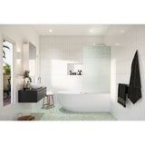 Gaia 30 in. x 58.25 in. Single Fixed Frameless Fluted Frosted Bath Panel Shower Tub Door