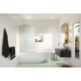 Gaia 30 in. x 58.25 in. Single Fixed Frameless Fluted Frosted Bath Panel Shower Tub Door
