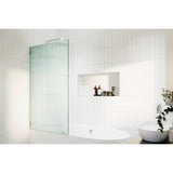 Gaia 30 in. x 58.25 in. Single Fixed Frameless Fluted Frosted Bath Panel Shower Tub Door