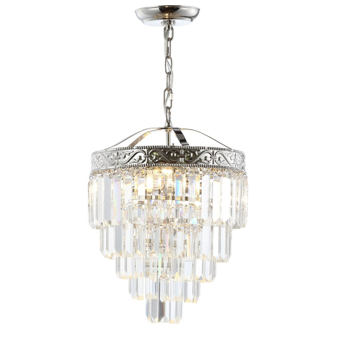 Gaines Crystal LED Chandelier, Polished Nickel/Clear by JONATHAN Y
