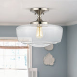 Gaines Glass/Iron Farmhouse Modern LED Flush Mount, by JONATHAN Y