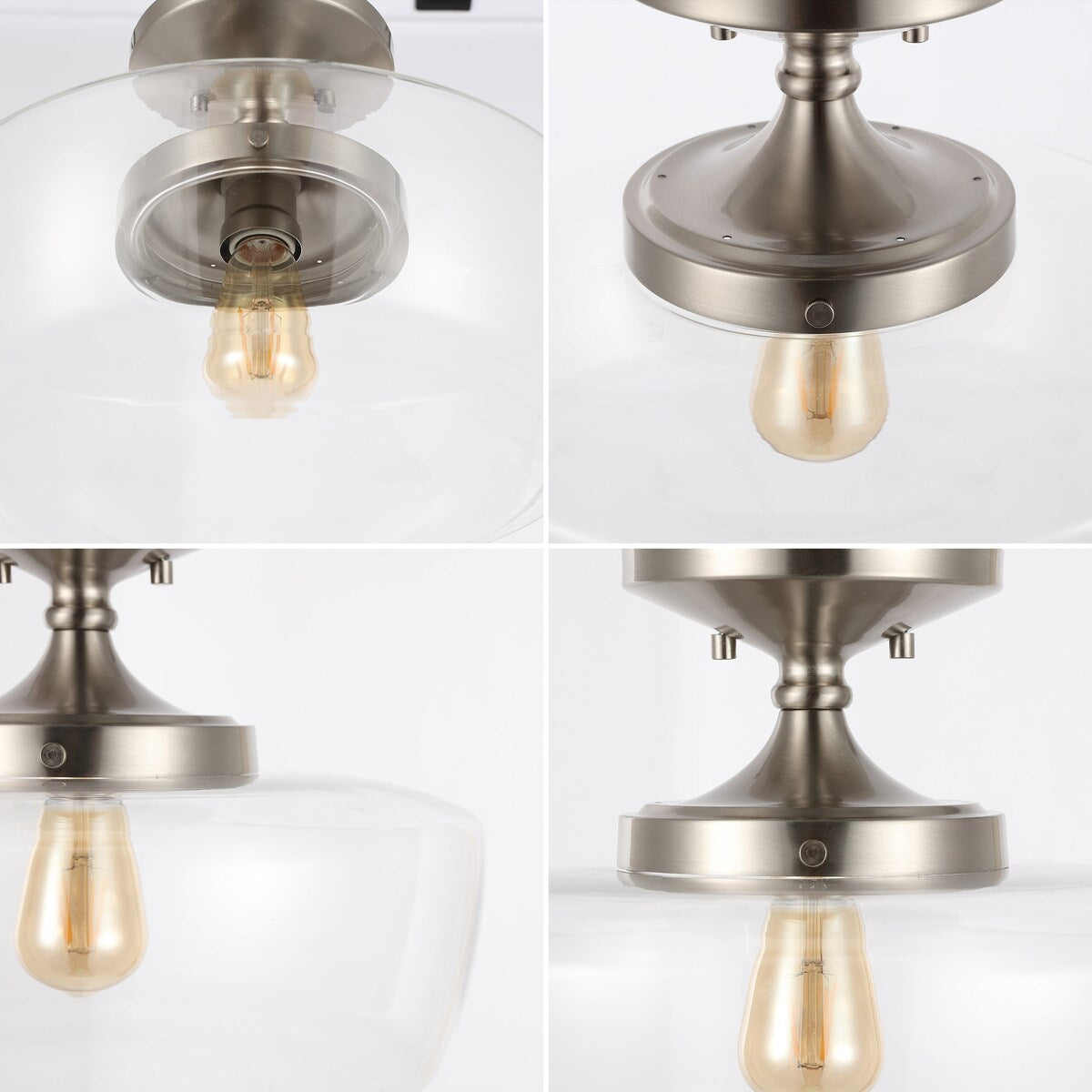 Gaines Glass/Iron Farmhouse Modern LED Flush Mount, by JONATHAN Y