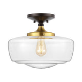 Gaines Glass/Iron Farmhouse Modern LED Flush Mount, by JONATHAN Y