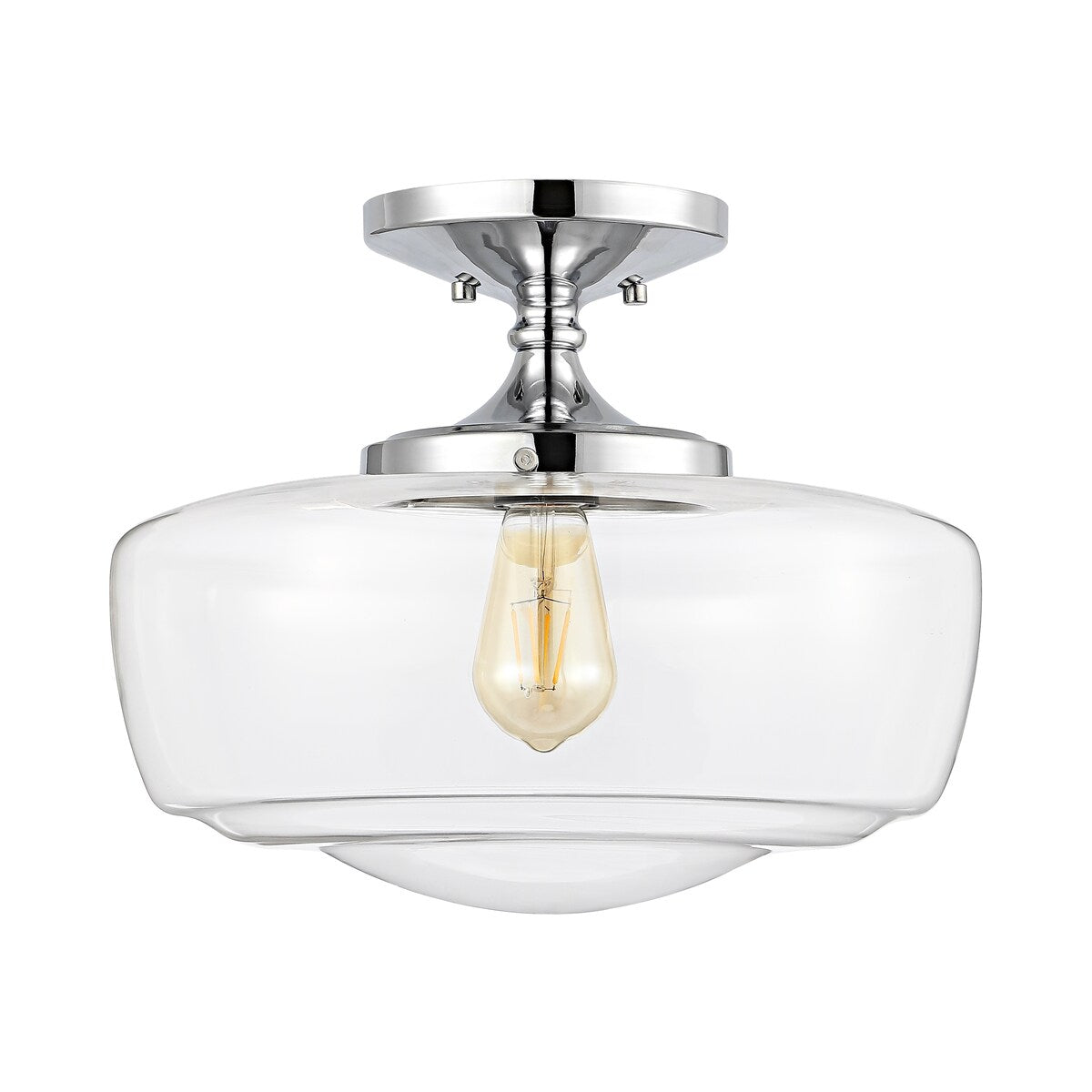 Gaines Glass/Iron Farmhouse Modern LED Flush Mount, by JONATHAN Y