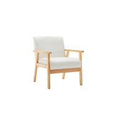 Gala 2 Piece Sofa and Chair Set, Ivory Fabric, 2 Pillows, Brown Wood Frame