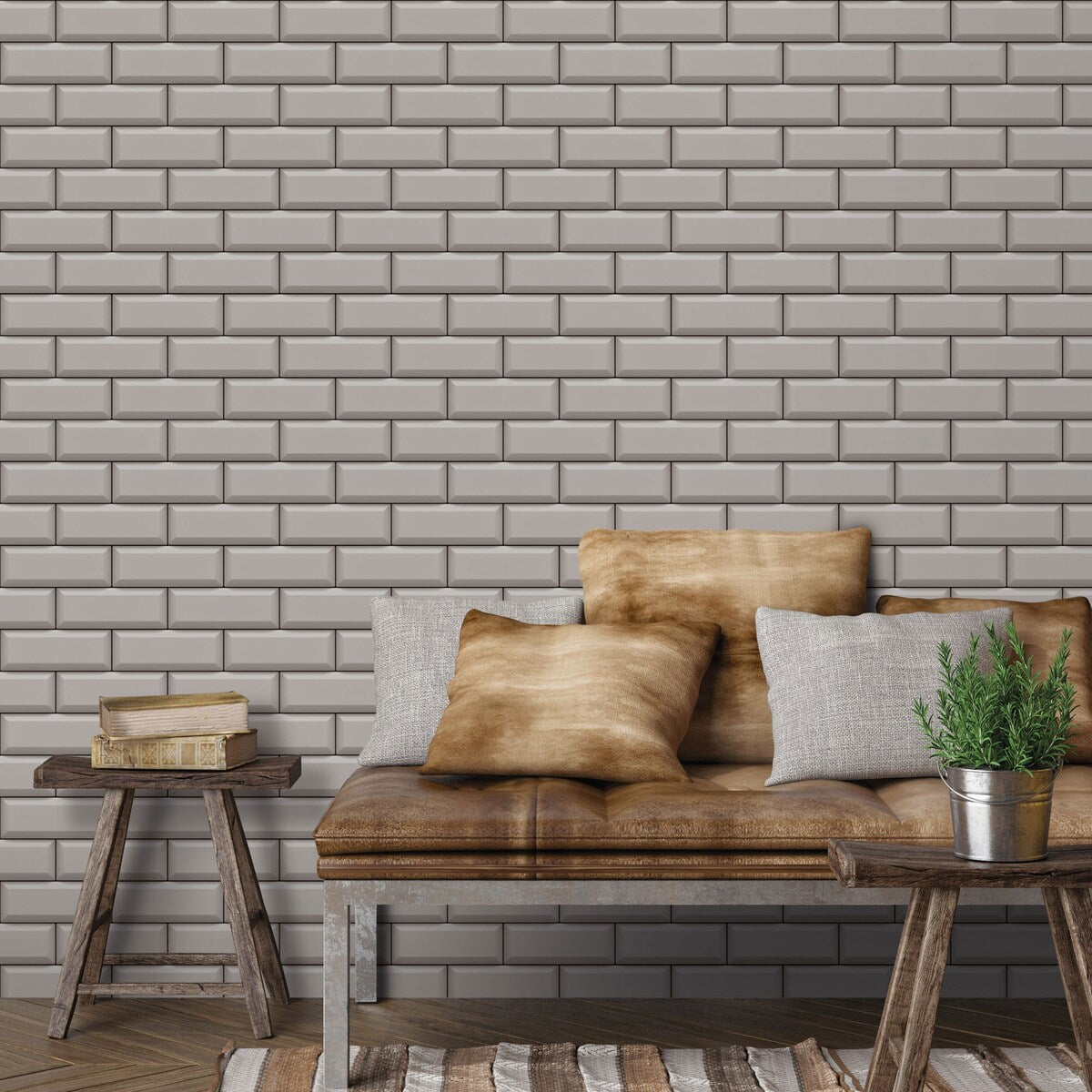 Galerie Wallcoverings Into The Wild Metro Tile Non-woven Metallic Wallpaper Roll