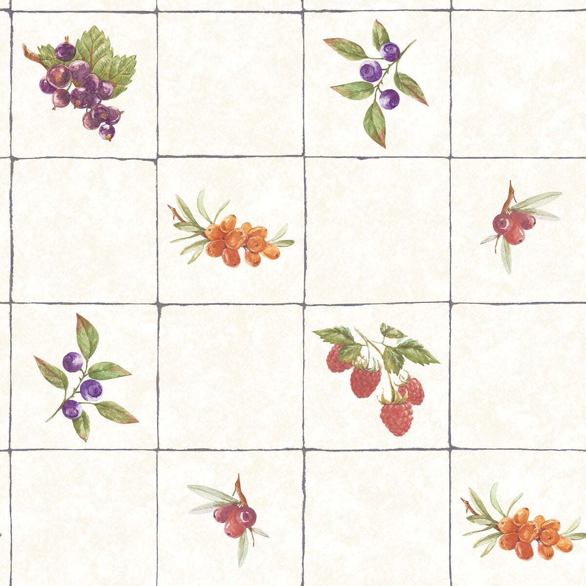Galerie Wallcoverings Just Kitchens Fruit Tile Vinyl on Non-woven Matte Wallpaper Roll