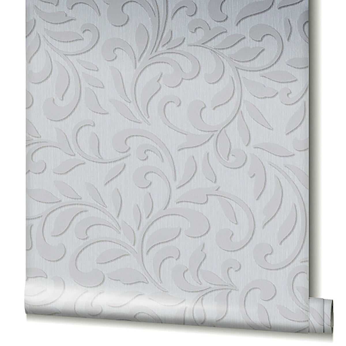 Galerie Wallcoverings Leafy Scroll Damask Vinyl on Non-woven Metallic Wallpaper Roll