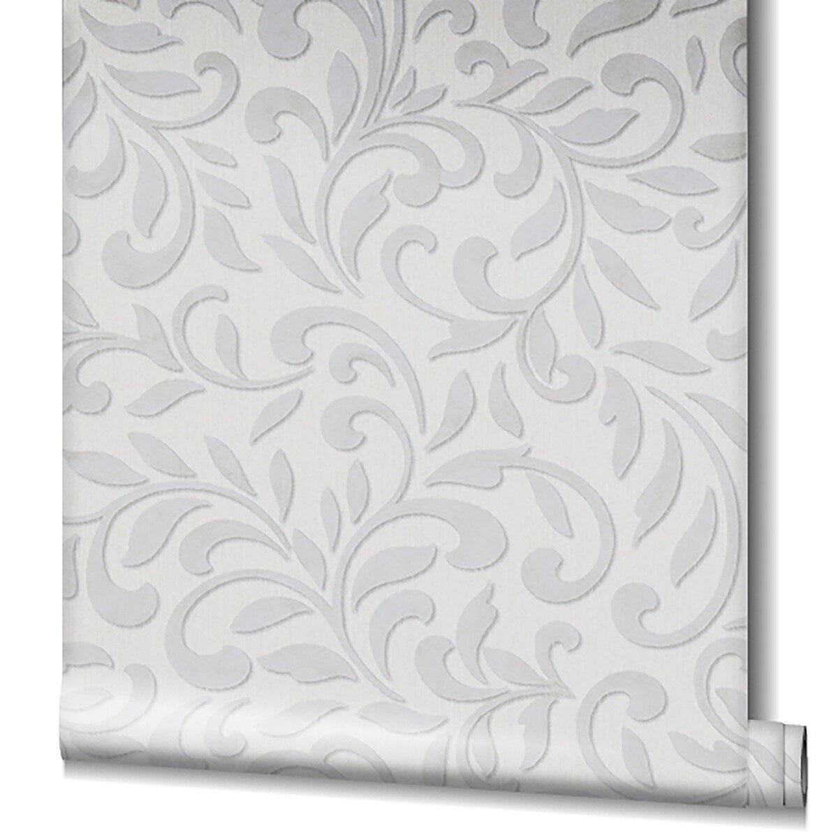 Galerie Wallcoverings Leafy Scroll Damask Vinyl on Non-woven Metallic Wallpaper Roll