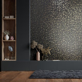 Galerie Wallcoverings Leafy Scroll Damask Vinyl on Non-woven Metallic Wallpaper Roll