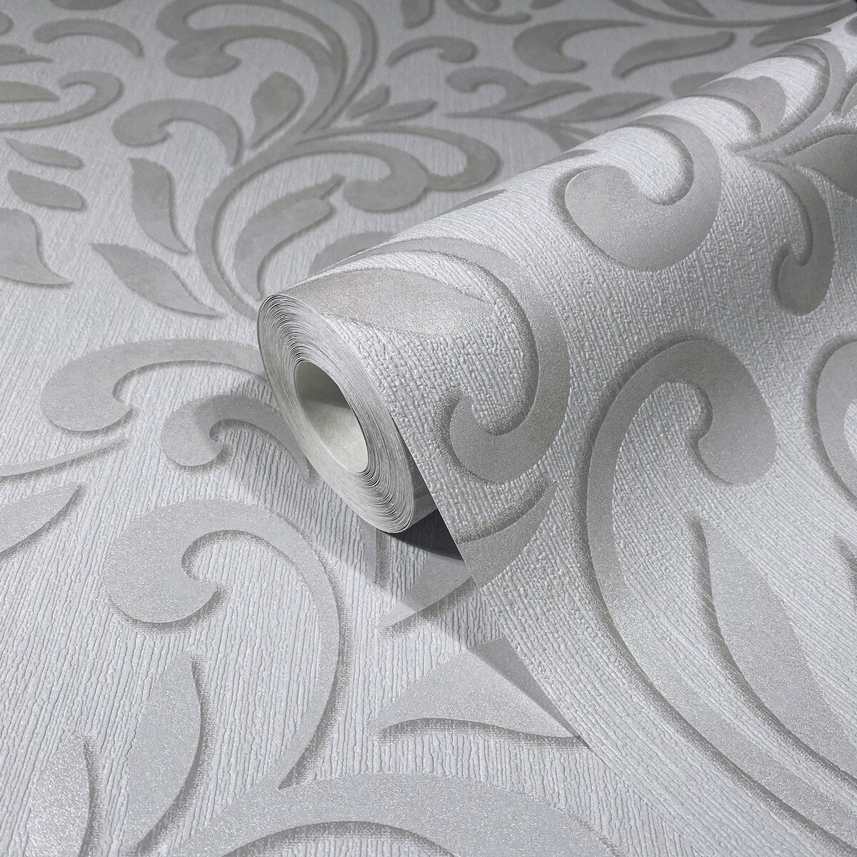 Galerie Wallcoverings Leafy Scroll Damask Vinyl on Non-woven Metallic Wallpaper Roll