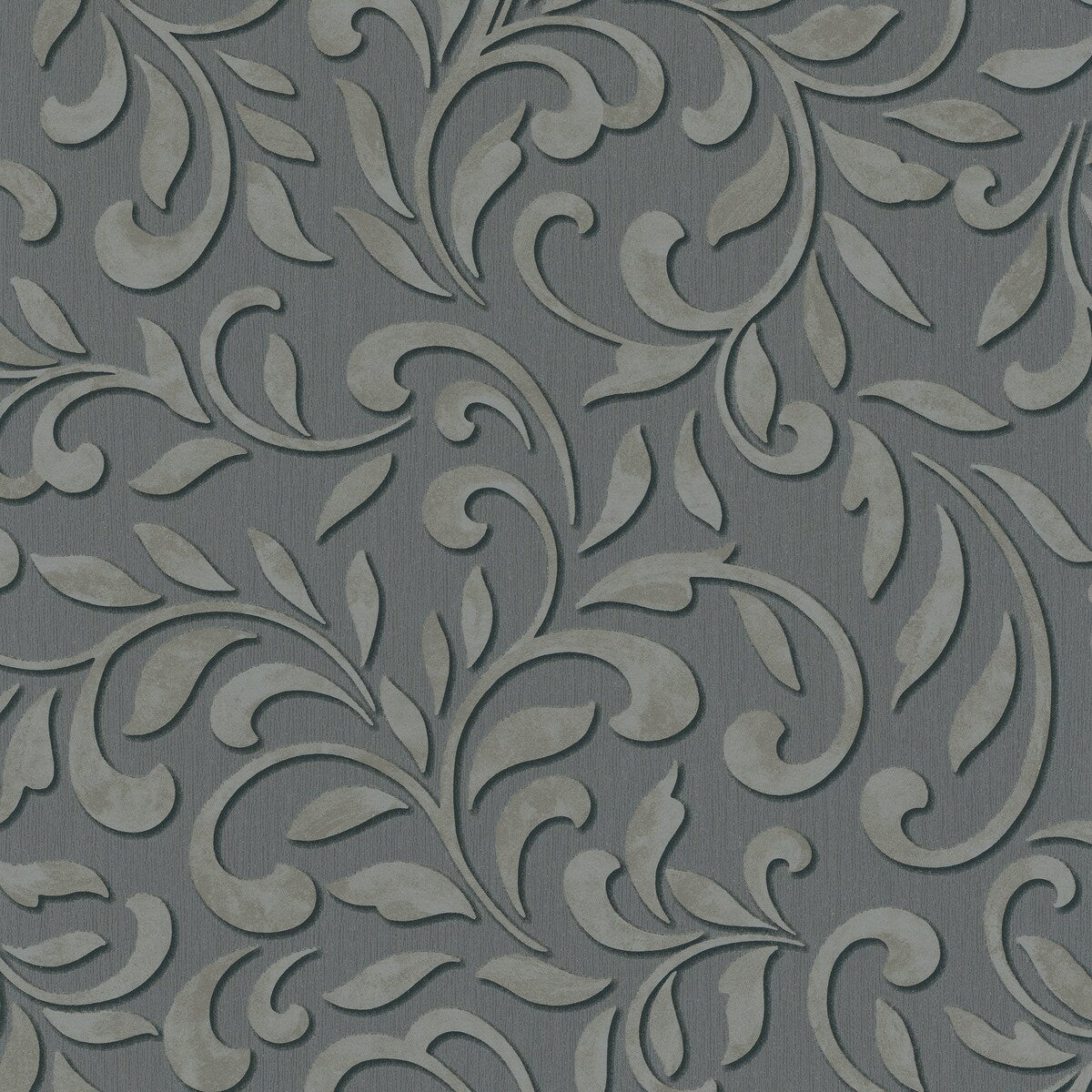 Galerie Wallcoverings Leafy Scroll Damask Vinyl on Non-woven Metallic Wallpaper Roll