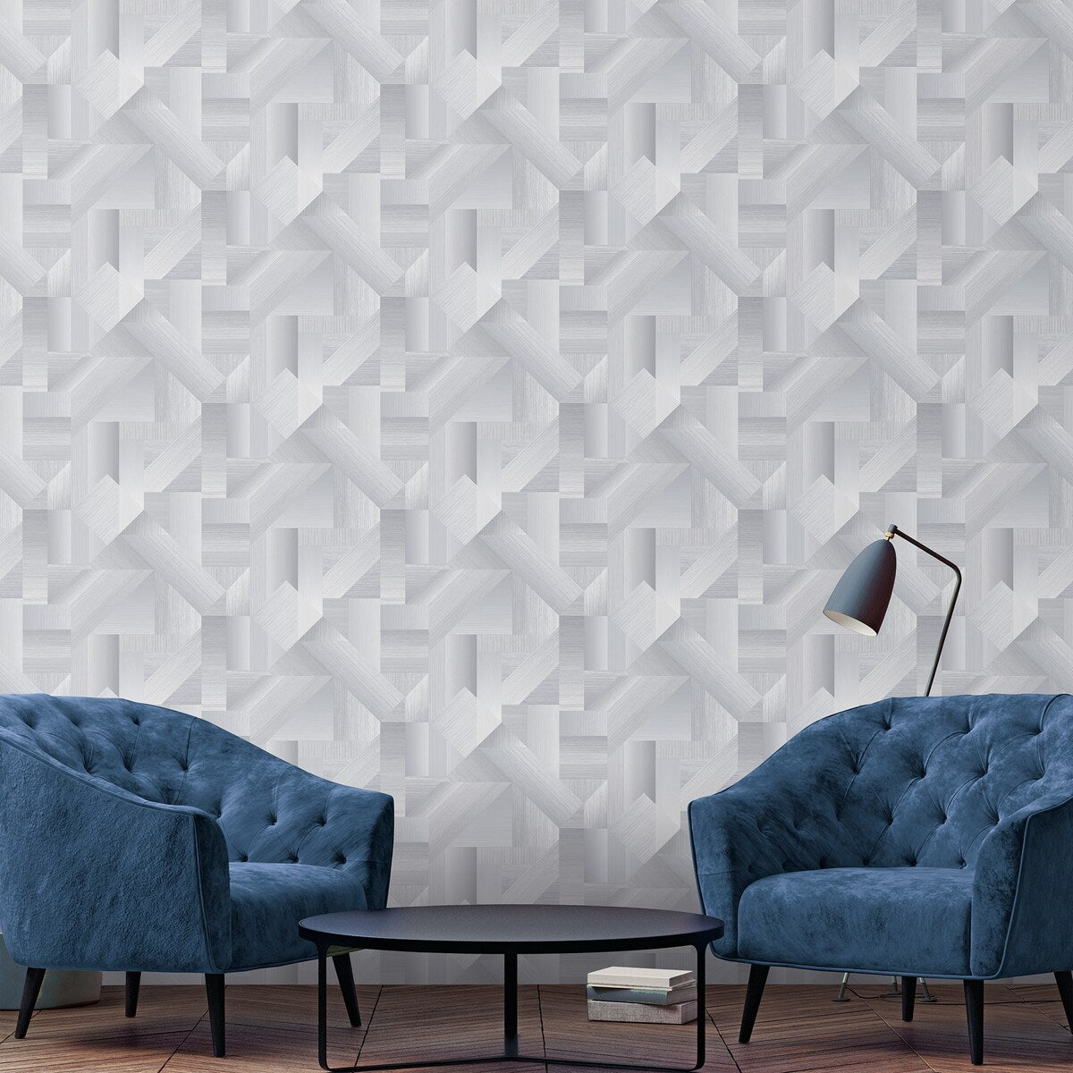 Galerie Wallcoverings TexStyle Collection Geometric Shape Shifter Non-woven Metallic Wallpaper Roll