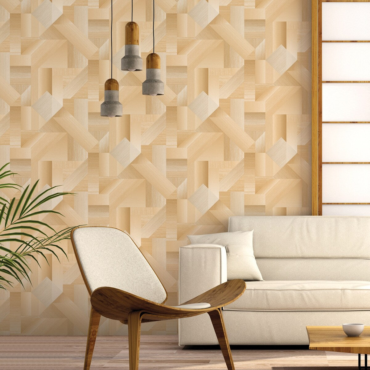 Galerie Wallcoverings TexStyle Collection Geometric Shape Shifter Non-woven Metallic Wallpaper Roll