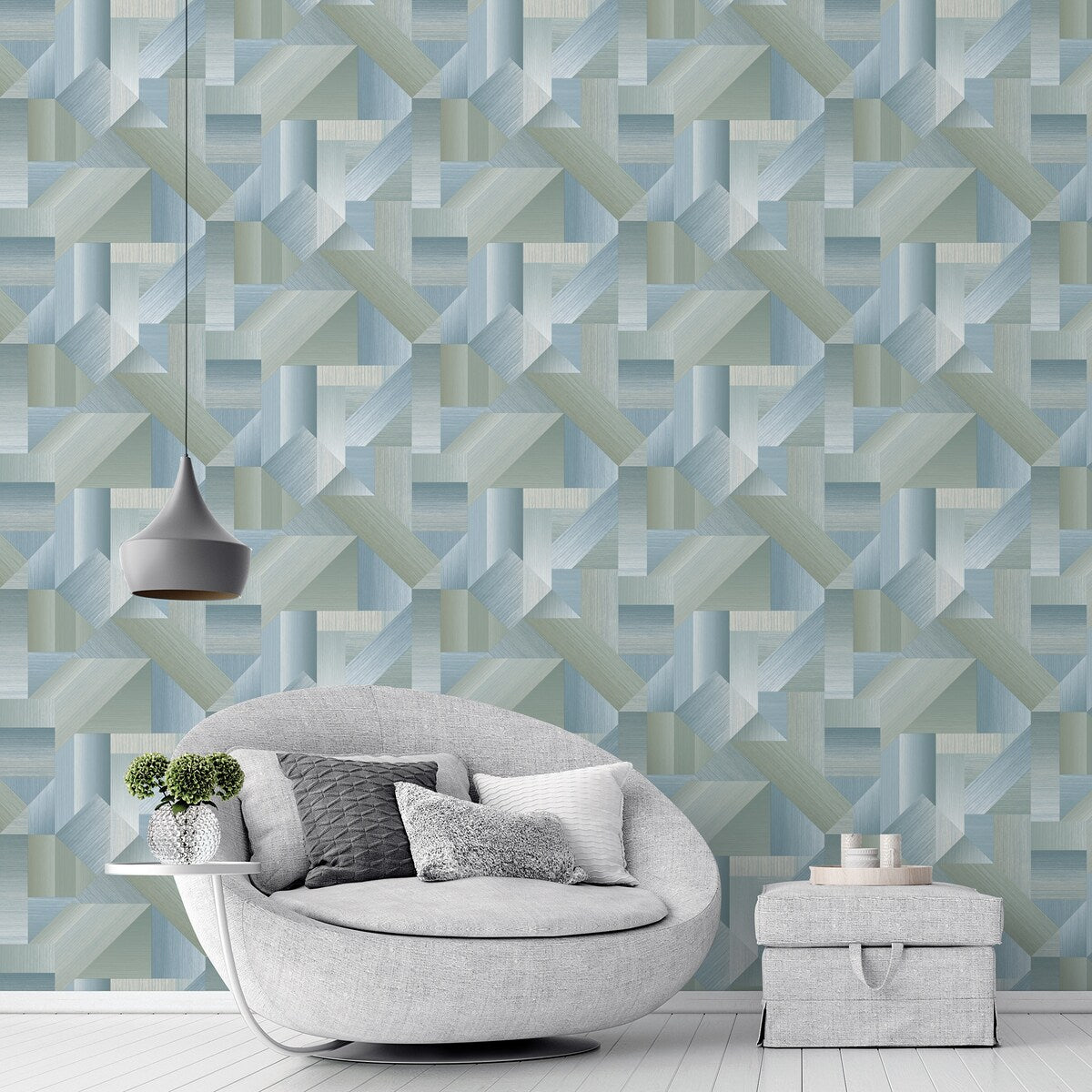 Galerie Wallcoverings TexStyle Collection Geometric Shape Shifter Non-woven Metallic Wallpaper Roll