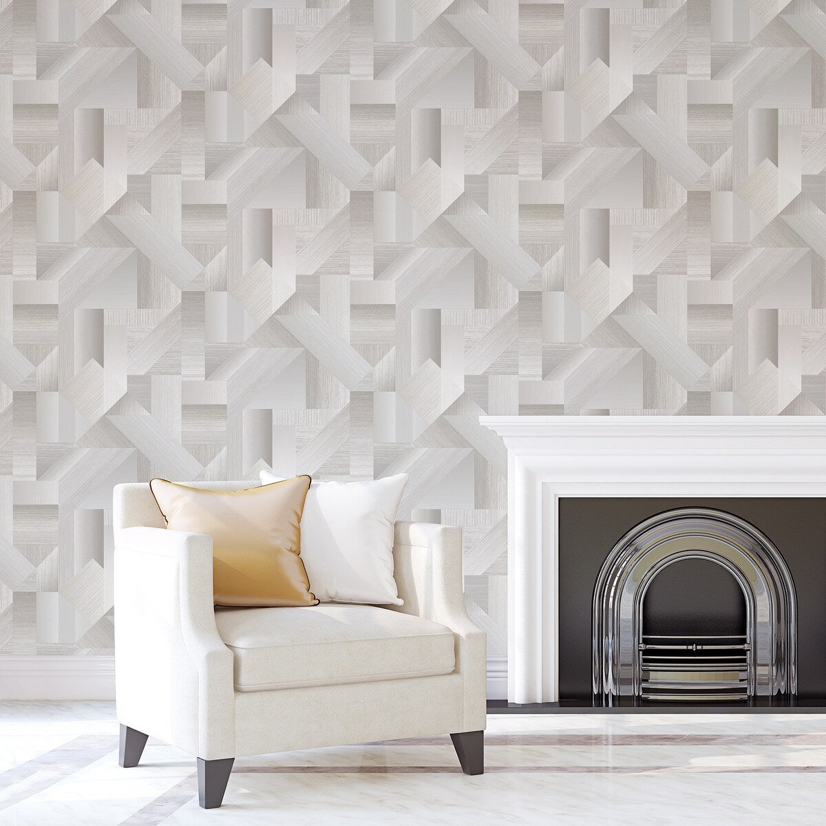 Galerie Wallcoverings TexStyle Collection Geometric Shape Shifter Non-woven Metallic Wallpaper Roll