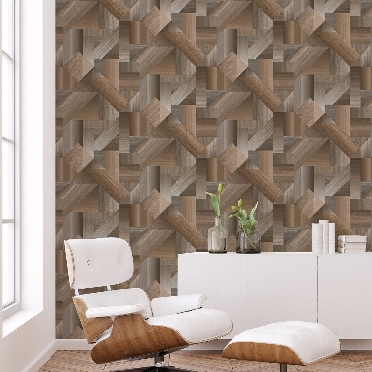 Galerie Wallcoverings TexStyle Collection Geometric Shape Shifter Non-woven Metallic Wallpaper Roll