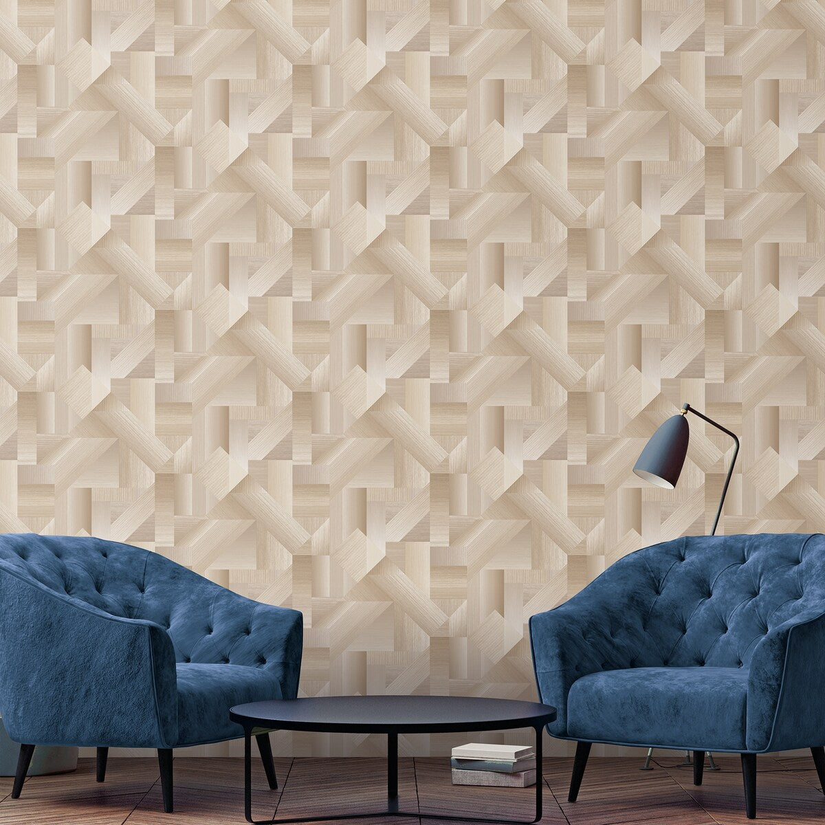 Galerie Wallcoverings TexStyle Collection Geometric Shape Shifter Non-woven Metallic Wallpaper Roll