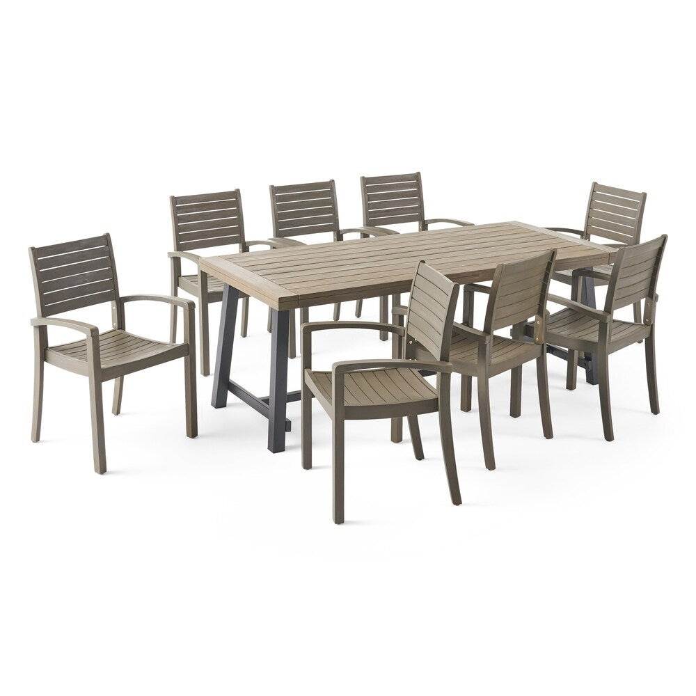 Galleon Outdoor 8 Seater Acacia Wood Dining Set by Christopher Knight Home