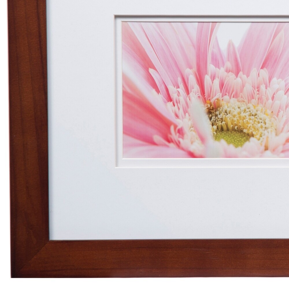 Wall or Tabletop Picture Frame with Airfloat Mat, 10x20 Matted To 5x7, Walnut/White