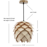 Gallery 11.75" Pinecone Wood LED Pendant, Natural/Black by JONATHAN Y