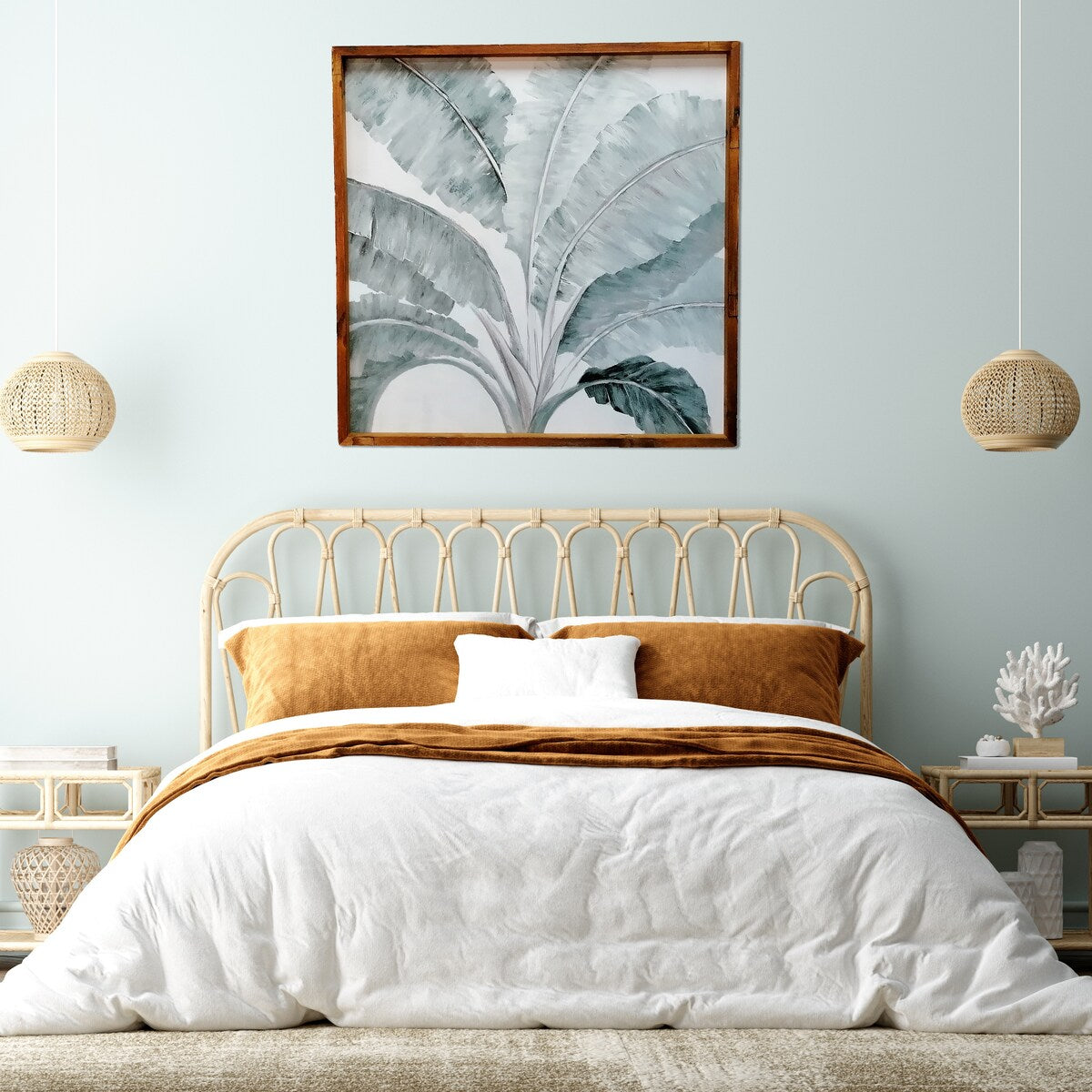 Gallery 57 Soft Palms 29x29 In Wood Framed Canvas Wall Art