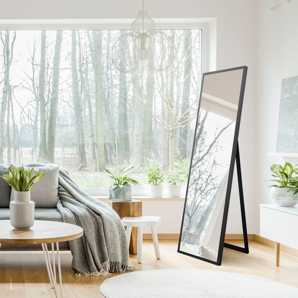 Gallery Solutions 16x57 Framed Floor Free Standing Mirror with Easel - 16" x 57"