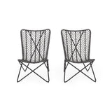 Galtin Outdoor Wicker and Iron Accent Chairs (Set of 2) by Christopher Knight Home