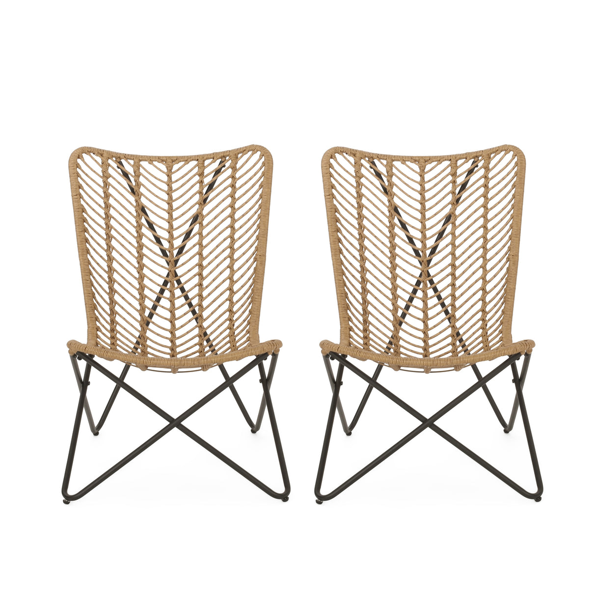 Galtin Outdoor Wicker and Iron Accent Chairs (Set of 2) by Christopher Knight Home
