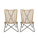 Galtin Outdoor Wicker and Iron Accent Chairs (Set of 2) by Christopher Knight Home
