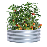Round Galvanized Steel Raised Garden Bed Planter, Open Bottom