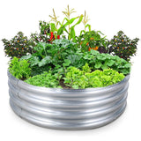 Round Galvanized Steel Raised Garden Bed Planter, Open Bottom