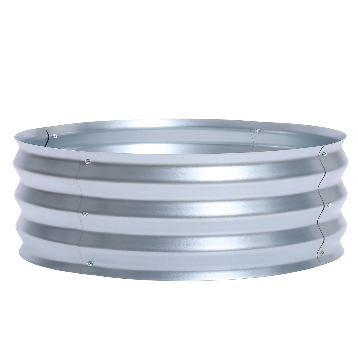 Round Galvanized Steel Raised Garden Bed Planter, Open Bottom