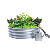 Round Galvanized Steel Raised Garden Bed Planter, Open Bottom