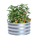 Round Galvanized Steel Raised Garden Bed Planter, Open Bottom