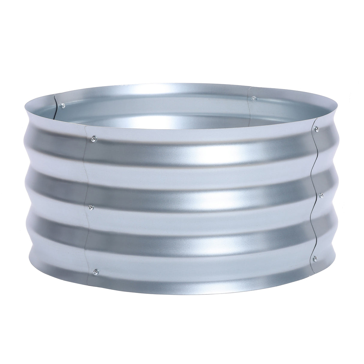 Round Galvanized Steel Raised Garden Bed Planter, Open Bottom