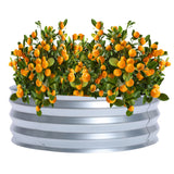 Round Galvanized Steel Raised Garden Bed Planter, Open Bottom
