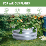 Round Galvanized Steel Raised Garden Bed Planter, Open Bottom
