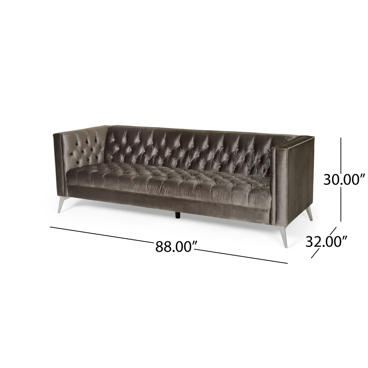 Galvin Tufted Velvet 3-seat Sofa by Christopher Knight Home - 88.00" W x 32.00" L x 30.00" H
