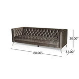 Galvin Tufted Velvet 3-seat Sofa by Christopher Knight Home - 88.00" W x 32.00" L x 30.00" H