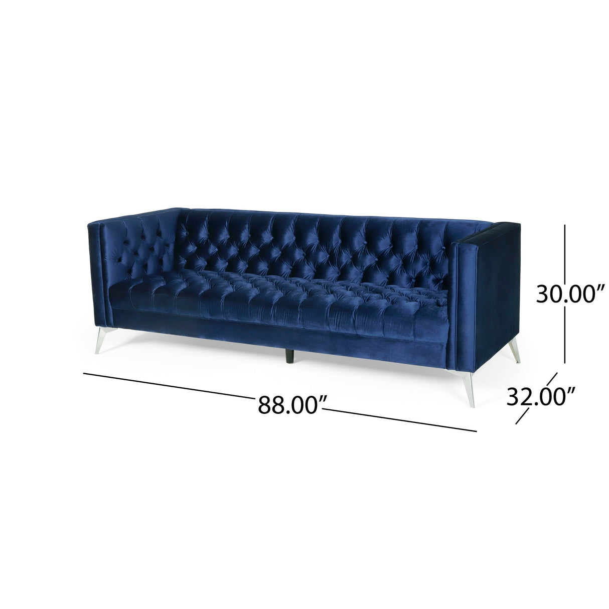 Galvin Tufted Velvet 3-seat Sofa by Christopher Knight Home - 88.00" W x 32.00" L x 30.00" H