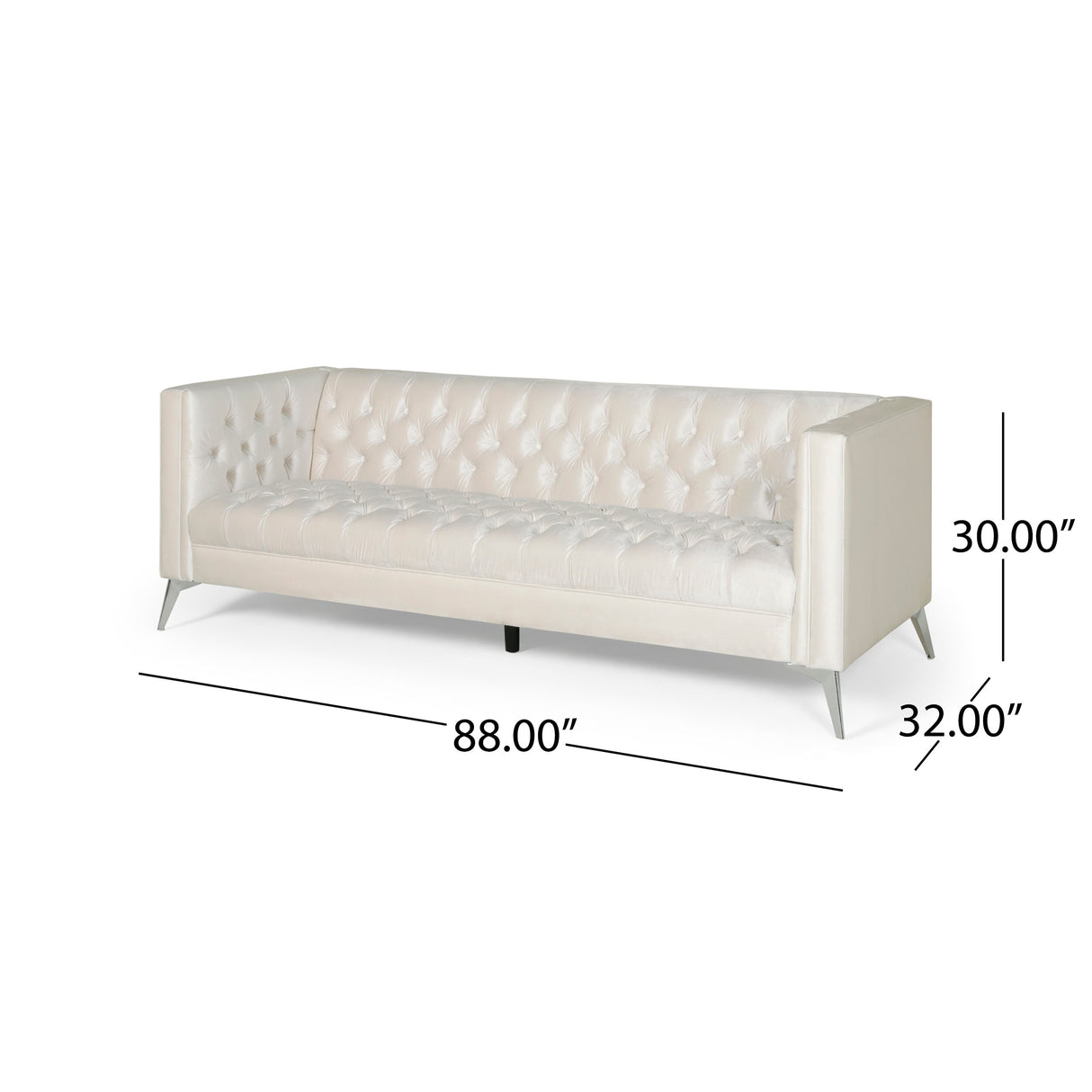 Galvin Tufted Velvet 3-seat Sofa by Christopher Knight Home - 88.00" W x 32.00" L x 30.00" H