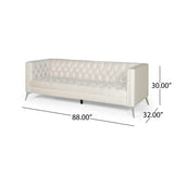 Galvin Tufted Velvet 3-seat Sofa by Christopher Knight Home - 88.00" W x 32.00" L x 30.00" H