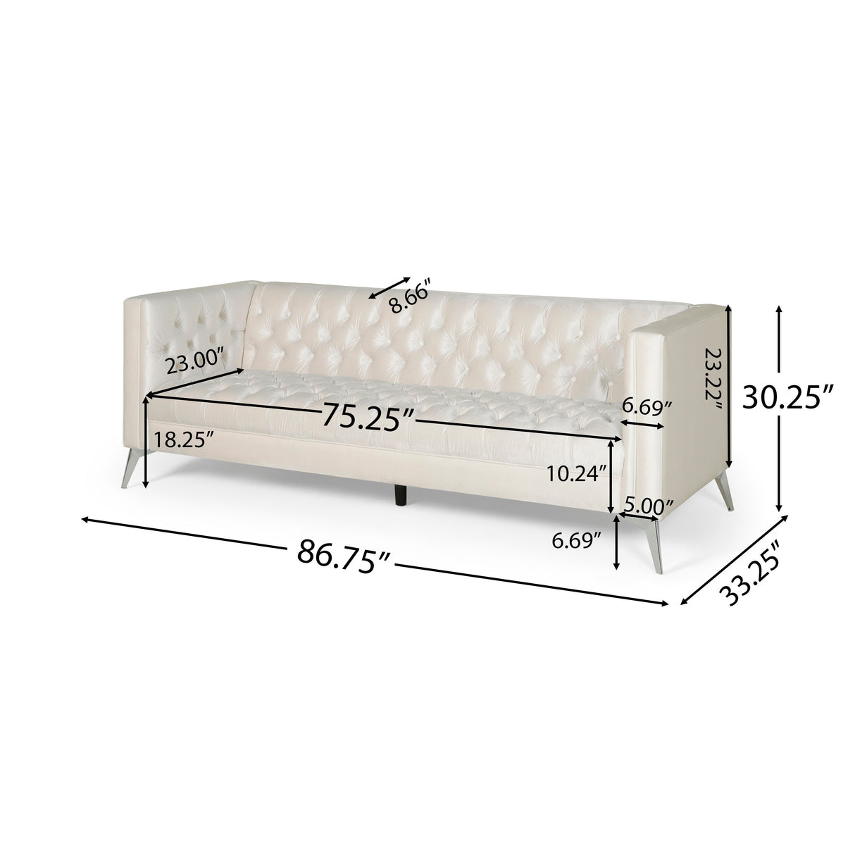 Galvin Tufted Velvet 3-seat Sofa by Christopher Knight Home - 88.00" W x 32.00" L x 30.00" H