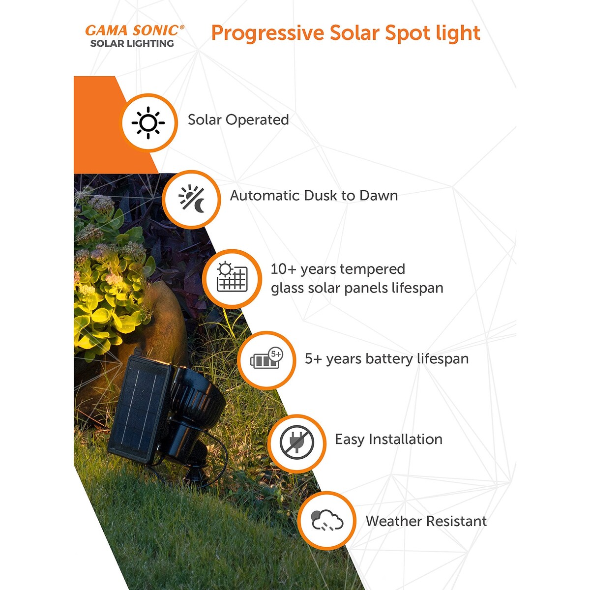 Progressive 100 LM Solar Outdoor Landscape Pathway Accent Spotlight