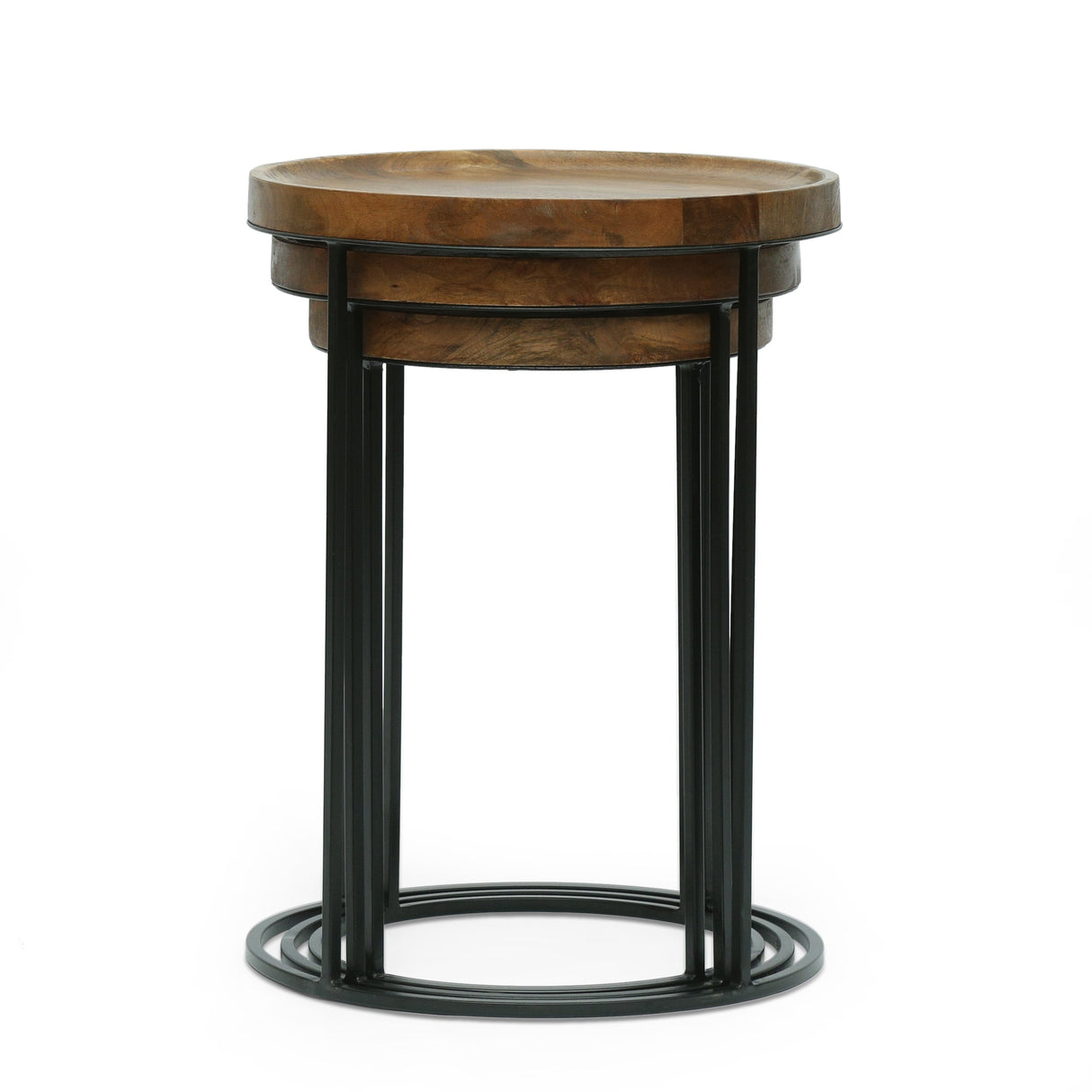Gambier Modern Industrial Handcrafted Mango Wood Nested Side Tables (Set of 3) by Christopher Knight Home